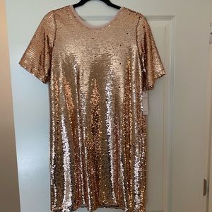 NWT Red Dress Boutique Gold Sequin Dress Size M